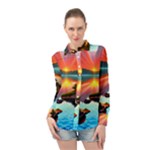 Sunset Over A Lake Long Sleeve Chiffon Shirt