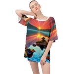 Sunset Over A Lake Oversized Chiffon Top