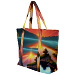 Sunset Over A Lake Zip Up Canvas Bag