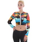 Sunset Over A Lake Long Sleeve Cropped Velvet Jacket