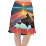 Sunset Over A Lake Fishtail Chiffon Skirt