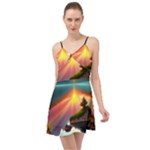 Sunset Over A Lake Summer Time Chiffon Dress