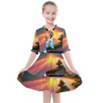 Sunset Over A Lake Kids  All Frills Chiffon Dress