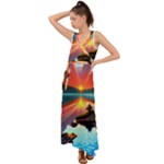 Sunset Over A Lake V-Neck Chiffon Maxi Dress