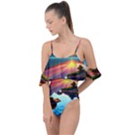 Sunset Over A Lake Drape Piece Swimsuit