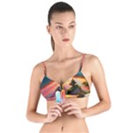 Sunset Over A Lake Tie Up Cut Bikini Top