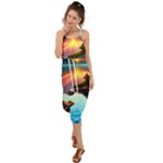 Sunset Over A Lake Waist Tie Cover Up Chiffon Dress