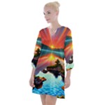 Sunset Over A Lake Open Neck Shift Dress