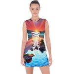 Sunset Over A Lake Lace Up Front Bodycon Dress