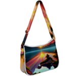 Sunset Over A Lake Zip Up Shoulder Bag