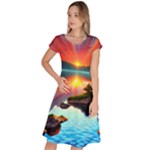 Sunset Over A Lake Classic Short Sleeve Dress