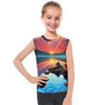 Sunset Over A Lake Kids  Mesh Tank Top