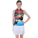 Sunset Over A Lake Women s Sleeveless Polo Tee