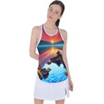 Sunset Over A Lake Racer Back Mesh Tank Top