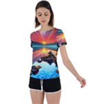 Sunset Over A Lake Back Circle Cutout Sports Tee