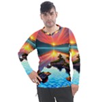 Sunset Over A Lake Men s Pique Long Sleeve Tee