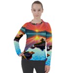 Sunset Over A Lake Women s Pique Long Sleeve Tee