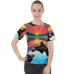 Sunset Over A Lake Women s Sport Raglan Tee