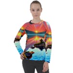 Sunset Over A Lake Women s Long Sleeve Raglan Tee