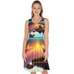 Sunset Over A Lake Knee Length Skater Dress With Pockets