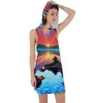 Sunset Over A Lake Racer Back Hoodie Dress