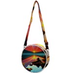 Sunset Over A Lake Crossbody Circle Bag