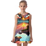 Sunset Over A Lake Kids  Pilgrim Collar Ruffle Hem Dress