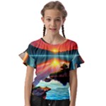 Sunset Over A Lake Kids  Cut Out Flutter Sleeves