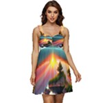 Sunset Over A Lake Ruffle Strap Babydoll Chiffon Dress