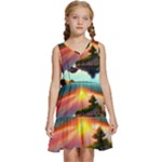 Sunset Over A Lake Kids  Sleeveless Tiered Mini Dress