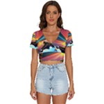 Sunset Over A Lake V-Neck Crop Top