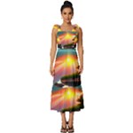 Sunset Over A Lake Tie-Strap Tiered Midi Chiffon Dress