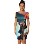 Sunset Over A Lake Fitted Knot Split End Bodycon Dress