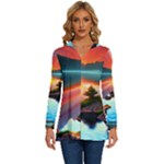 Sunset Over A Lake Long Sleeve Drawstring Hooded Top