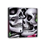 Black Skulls Red Roses Mini Canvas 4  x 4  (Stretched)