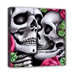 Black Skulls Red Roses Mini Canvas 8  x 8  (Stretched)