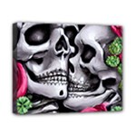 Black Skulls Red Roses Canvas 10  x 8  (Stretched)