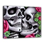 Black Skulls Red Roses Canvas 20  x 16  (Stretched)