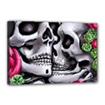 Black Skulls Red Roses Canvas 18  x 12  (Stretched)