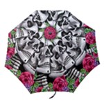 Black Skulls Red Roses Folding Umbrellas