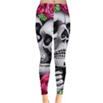 Black Skulls Red Roses Leggings 