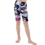 Black Skulls Red Roses Kids  Mid Length Swim Shorts