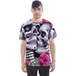 Black Skulls Red Roses Men s Sport Mesh Tee