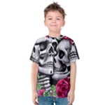 Black Skulls Red Roses Kids  Cotton Tee