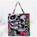 Black Skulls Red Roses Grocery Tote Bag