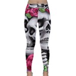 Black Skulls Red Roses Classic Yoga Leggings