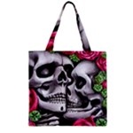 Black Skulls Red Roses Zipper Grocery Tote Bag