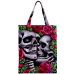 Black Skulls Red Roses Zipper Classic Tote Bag