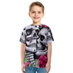 Black Skulls Red Roses Kids  Sport Mesh Tee