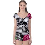 Black Skulls Red Roses Boyleg Leotard 